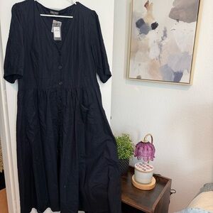 City Chic Navy Button-Front Midi Dress Size 20 NWT